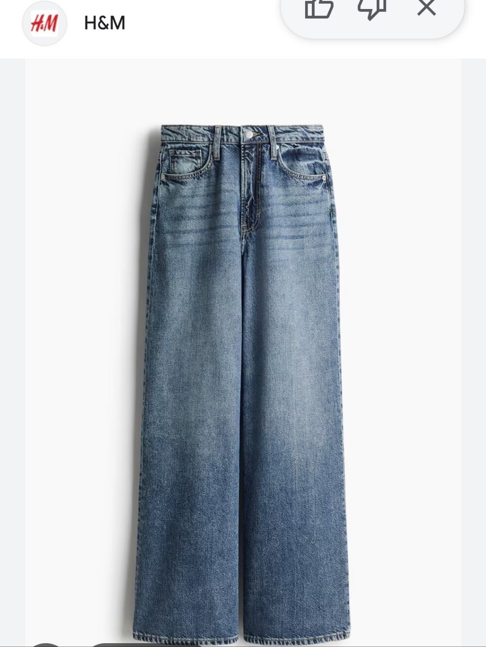 H&M Womens Wide Leg Vintage-Style Blue Jeans Size 4